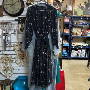 Starry Zodiac Galaxy Black Sheer Dress